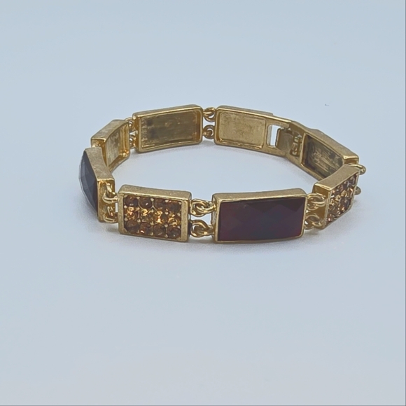 LC Jewelry - Very Pretty LC Bracelet Red Rectangular Red Rhinestones with Purple Gems